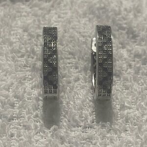 Silver Black hoop earrings